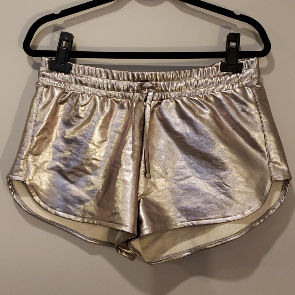 Top Shop Metallic Silver Jogger Shorts